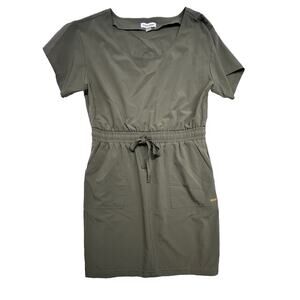 Calvin Klein Womens Size 8 Dress CK Logo Tie Army Green